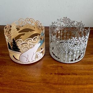 Bath & Body Works Decorative Winter/Holiday themed Candle Holders.
